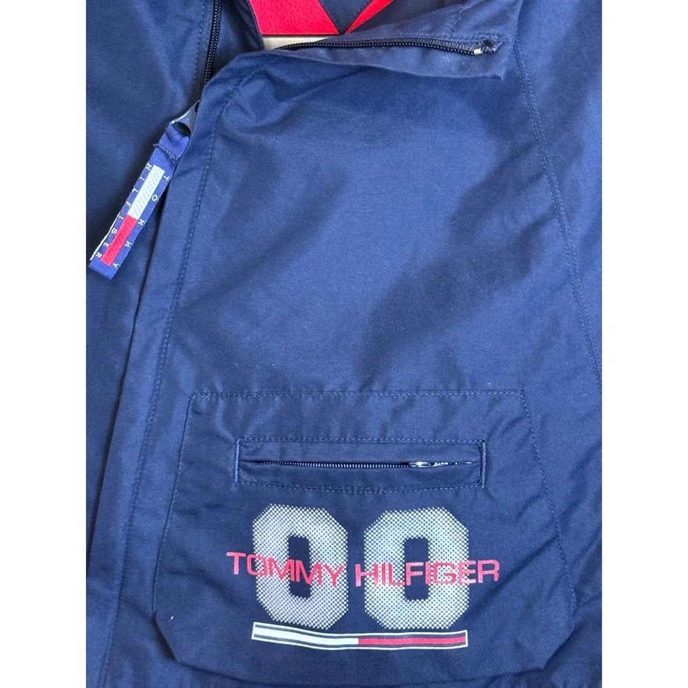 Tommy‎ Hilfiger Kids Navy Blue Fleece Lined Hooded Windbreaker Jacket 2T Vintage